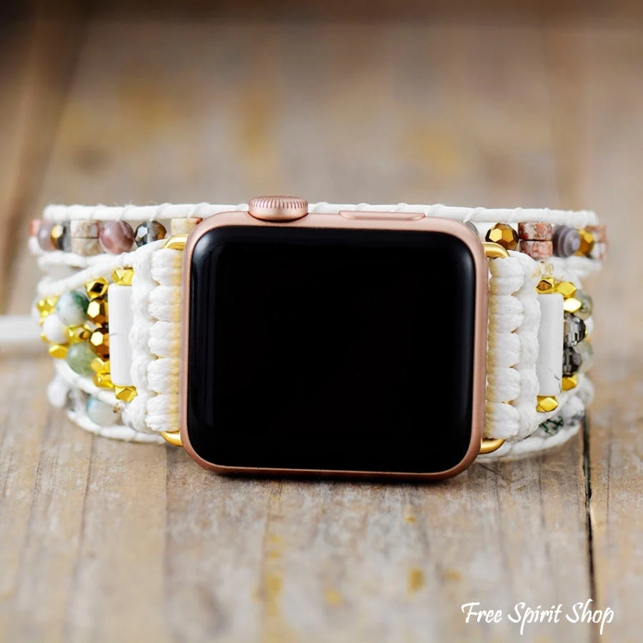 White Apple Watch Band With Mixed Beads - Image 3