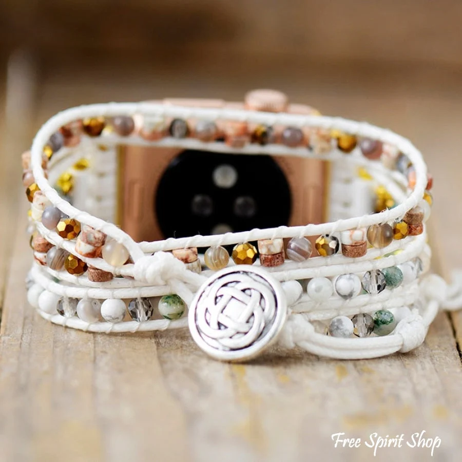 White Apple Watch Band With Mixed Beads - Image 4